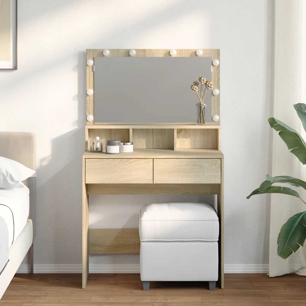 HKH Tocador con LED en Roble Sonoma - 80x41x134,5 Cm