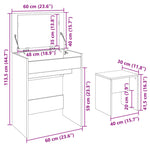 HKH Toucador e Banco - 60x40x113,5 Cm - Branco
