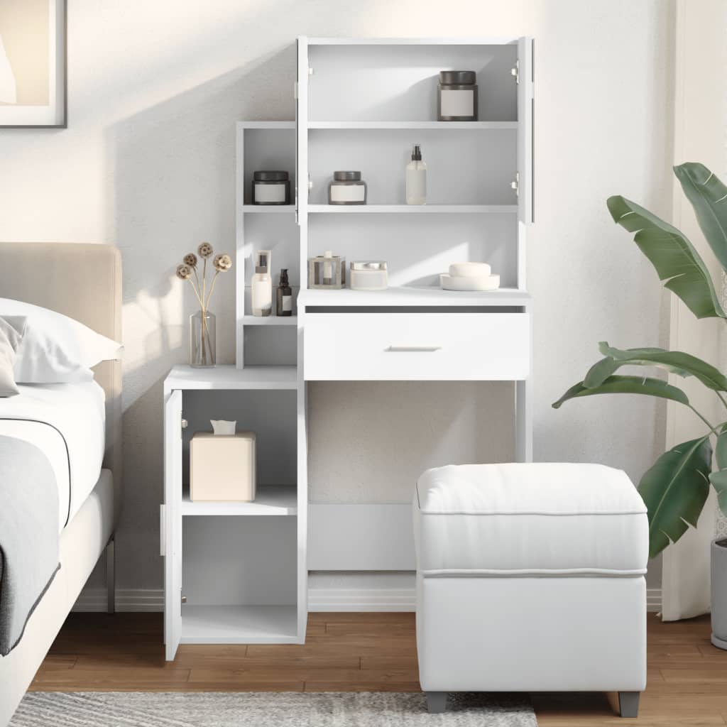 HKH Tocador con Armario Color - 80x35x132 cm - Blanco