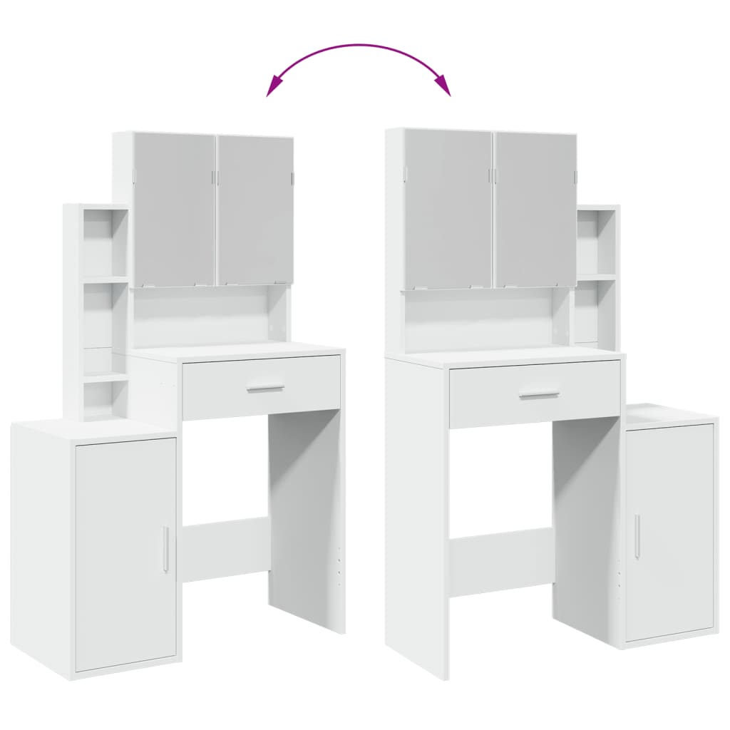 HKH Tocador con Armario Color - 80x35x132 cm - Blanco