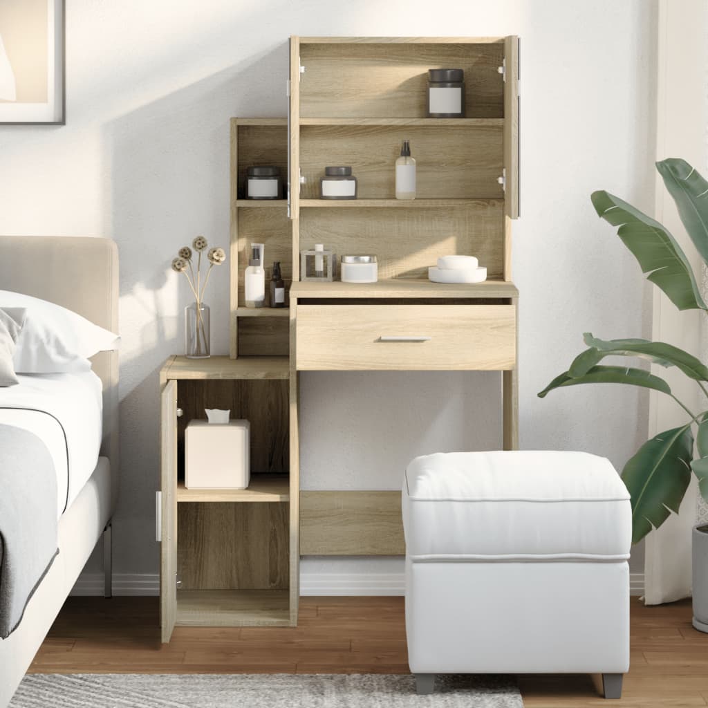 HKH Tocador con armario Color roble Sonoma - 80x35x132 cm