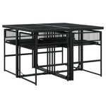 HKH 5 Pcs Conjunto de Jantar P/ Jardim C/ Almofadões Vime Pe - Preto