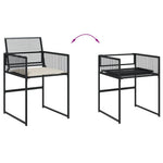 HKH 5 Pcs Conjunto de Jantar P/ Jardim C/ Almofadões Vime Pe - Preto