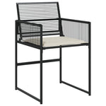 HKH 5 Pcs Conjunto de Jantar P/ Jardim C/ Almofadões Vime Pe - Preto
