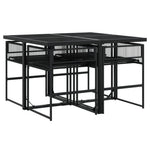 HKH 5 Pcs Conjunto de Jantar P/ Jardim Vime Pe - Preto
