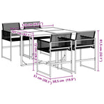 HKH 5 Pcs Conjunto de Jantar P/ Jardim Vime Pe - Preto