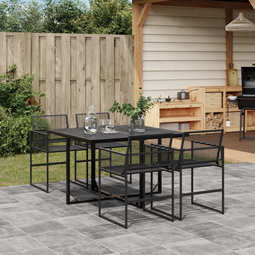 HKH 5 Pcs Conjunto de Jantar P/ Jardim Vime Pe - Preto