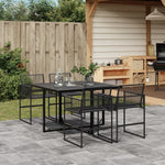 HKH 5 Pcs Conjunto de Jantar P/ Jardim Vime Pe - Preto
