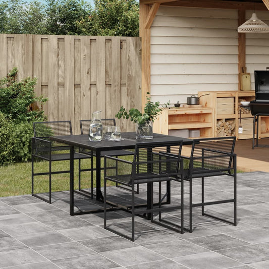 HKH 5 Pcs Conjunto de Jantar P/ Jardim Vime Pe - Preto