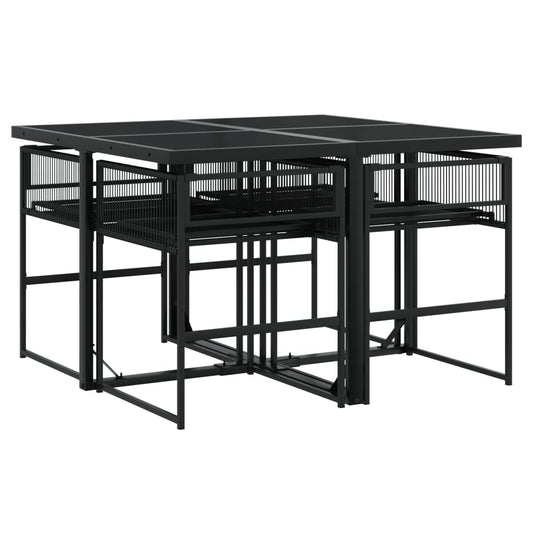 HKH 5 Pcs Conjunto de Jantar P/ Jardim Vime Pe - Preto