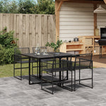 HKH 5 Pcs Conjunto de Jantar P/ Jardim Vime Pe - Preto