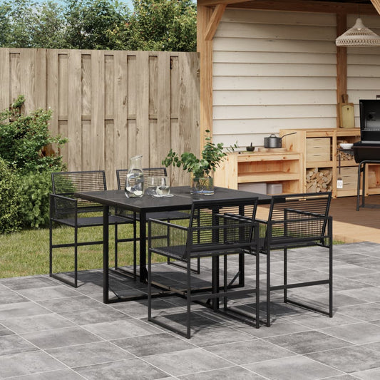 HKH 5 Pcs Conjunto de Jantar P/ Jardim Vime Pe - Preto