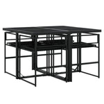 HKH 5 Pcs Conjunto de Jantar P/ Jardim C/ Almofadões Vime Pe - Preto