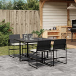 HKH 5 Pcs Conjunto de Jantar P/ Jardim C/ Almofadões Vime Pe - Preto