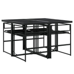 HKH 5 Pcs Conj. de Jantar para Jardim C/ Almofadões Textilene - Preto
