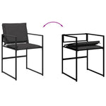 HKH 5 Pcs Conj. de Jantar para Jardim C/ Almofadões Textilene - Preto