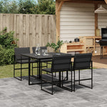 HKH 5 Pcs Conj. de Jantar para Jardim C/ Almofadões Textilene - Preto