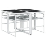 HKH 5 Pcs Conj. de Jantar P/ Jardim C/ Almofadões Textilene - Branco
