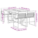 HKH 5 Pcs Conj. de Jantar P/ Jardim C/ Almofadões Textilene - Branco