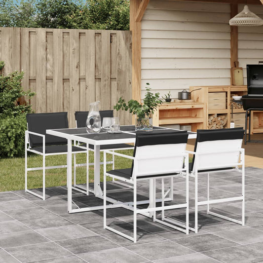 HKH 5 Pcs Conj. de Jantar P/ Jardim C/ Almofadões Textilene - Branco