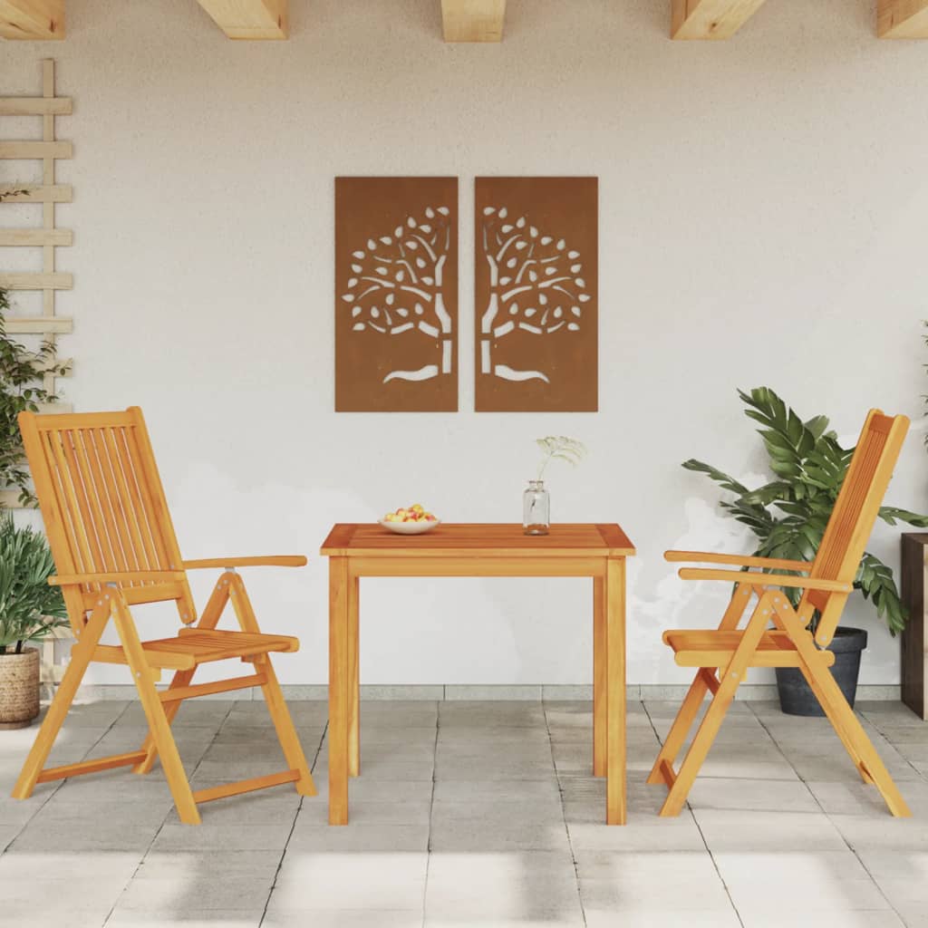 HKH 3 Pcs Conjunto de Jantar para Jardim Madeira de Acácia Maciça - Marrom