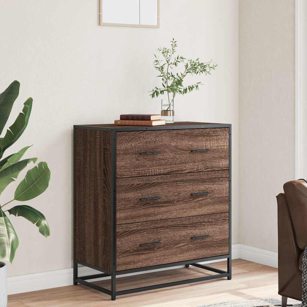 Aparador Industrial HKH en derivados de Madera, Metal 68 X 35 X 76 Cm - Roble Marrón