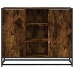 Aparador industrial HKH de derivados de madera, metal 92 x 35 x 76 cm - Roble ahumado