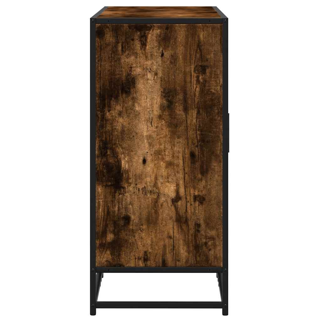 Aparador industrial HKH de derivados de madera, metal 92 x 35 x 76 cm - Roble ahumado