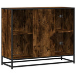 Aparador industrial HKH de derivados de madera, metal 92 x 35 x 76 cm - Roble ahumado