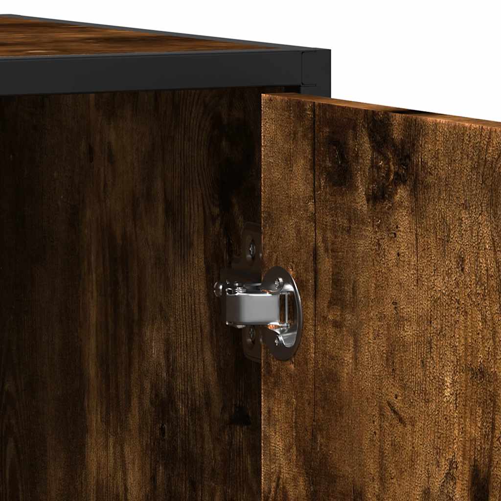 Aparador industrial HKH de derivados de madera, metal 92 x 35 x 76 cm - Roble ahumado