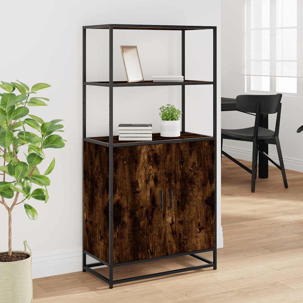 HKH Armario Alto de Madera Derivada, Metal 68 X 35 X 139 Cm - Roble Ahumado