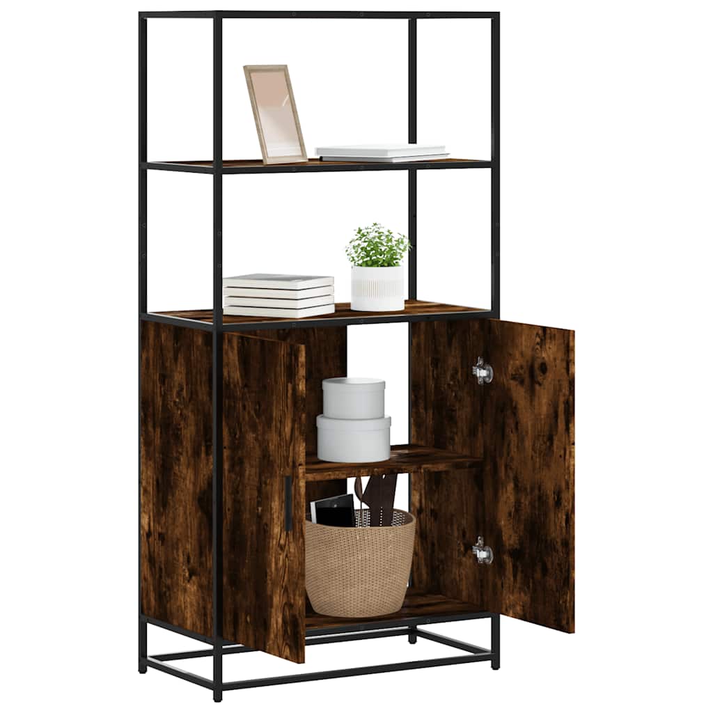 HKH Armario Alto de Madera Derivada, Metal 68 X 35 X 139 Cm - Roble Ahumado