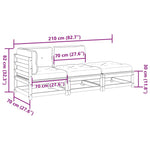 HKH 3 Pcs Conjunto Sofás de Jardim C/ Almofadões Pinho Maciço - Marrom