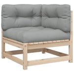 HKH 3 Pcs Conjunto Sofás de Jardim C/ Almofadões Pinho Maciço - Marrom