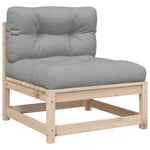 HKH 3 Pcs Conjunto Sofás de Jardim C/ Almofadões Pinho Maciço - Marrom
