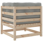 HKH 3 Pcs Conjunto Sofás de Jardim C/ Almofadões Pinho Maciço - Marrom