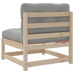 HKH 3 Pcs Conjunto Sofás de Jardim C/ Almofadões Pinho Maciço - Marrom