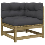 HKH 3 Pcs Conjunto Sofás de Jardim C/ Almofadões Pinho Impregnado - Marrom