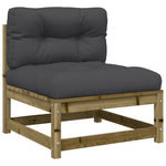 HKH 3 Pcs Conjunto Sofás de Jardim C/ Almofadões Pinho Impregnado - Marrom