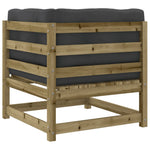 HKH 3 Pcs Conjunto Sofás de Jardim C/ Almofadões Pinho Impregnado - Marrom