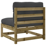 HKH 3 Pcs Conjunto Sofás de Jardim C/ Almofadões Pinho Impregnado - Marrom