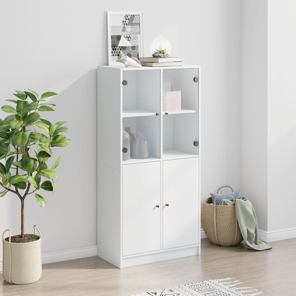 HKH Armario Alto en derivados de Madera, Vidrio 68 X 37 X 142 Cm - Blanco