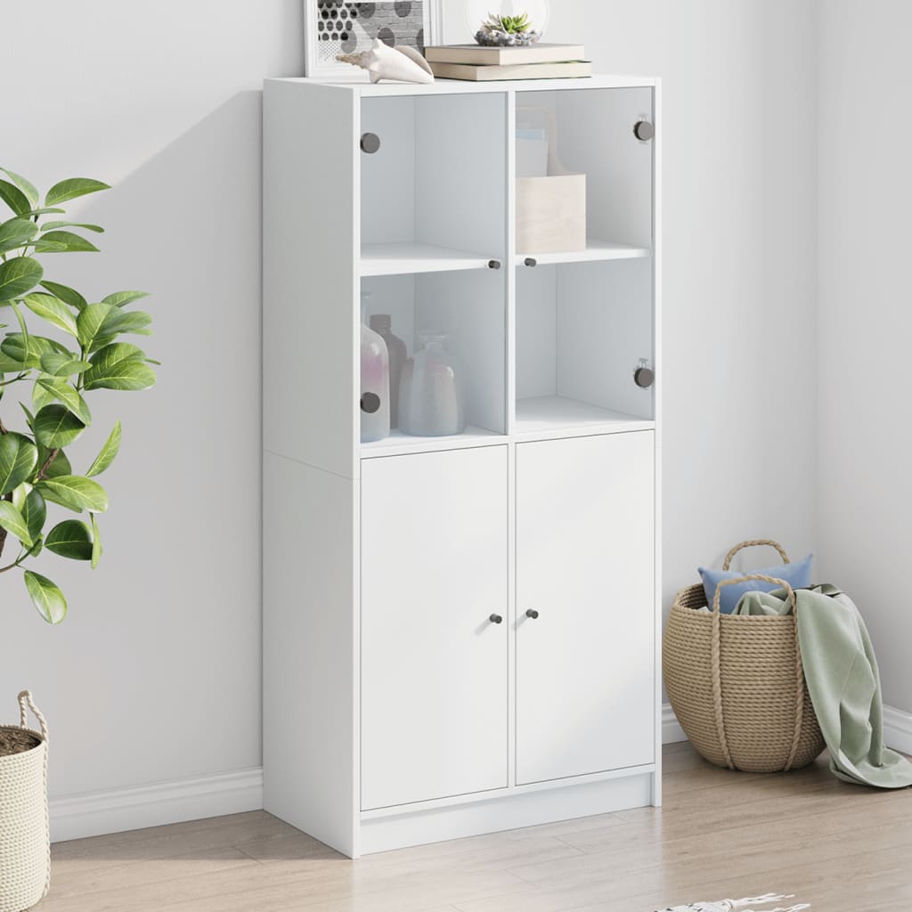 HKH Armario Alto en derivados de Madera, Vidrio 68 X 37 X 142 Cm - Blanco