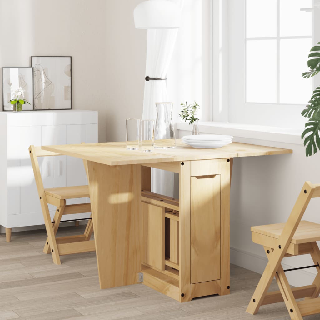 HKH Mesa de Comedor Plegable Corona de Pino Macizo - Marrón Miel