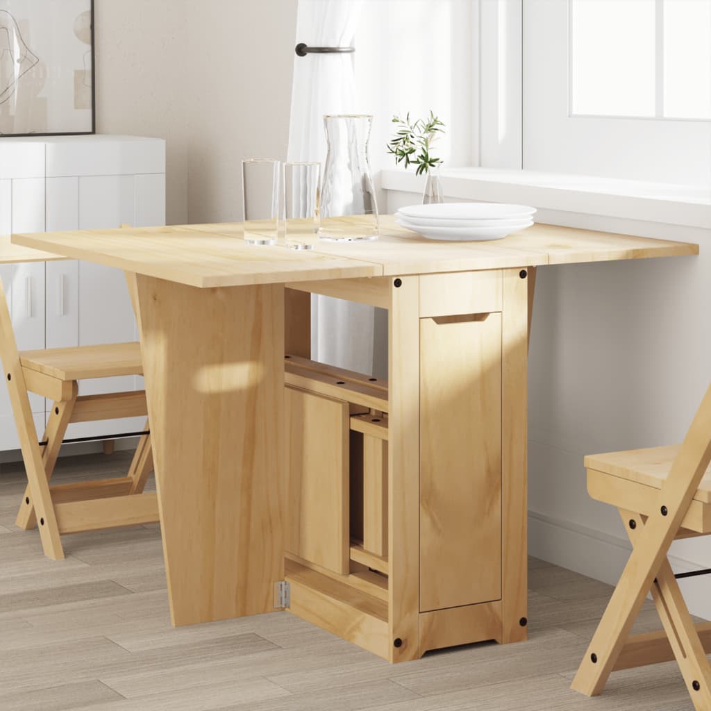 HKH Mesa de Comedor Plegable Corona de Pino Macizo - Marrón Miel