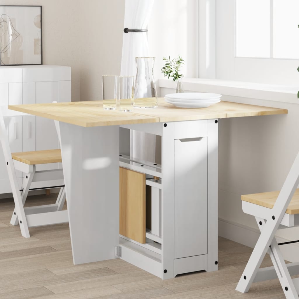 Mesa de Comedor Plegable HKH Corona de Pino Macizo - Blanco