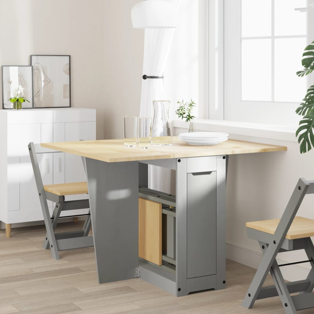 Mesa de comedor plegable HKH Corona de pino macizo - Gris