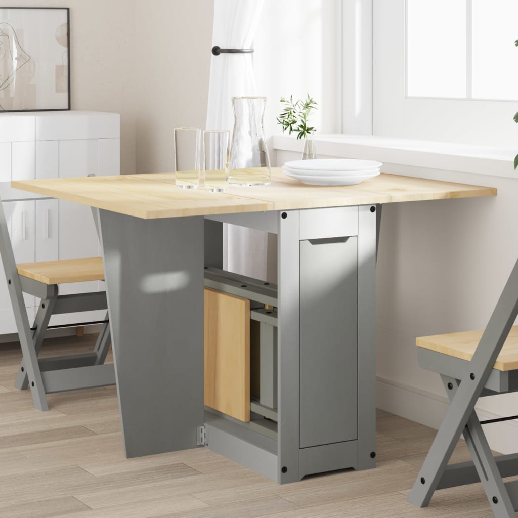 Mesa de comedor plegable HKH Corona de pino macizo - Gris