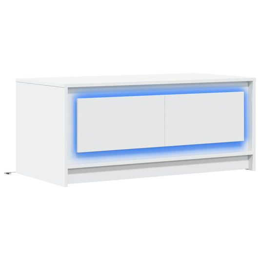 HKH Mesa de Centro com Luzes Led em Derivados de em Madeira - Branco