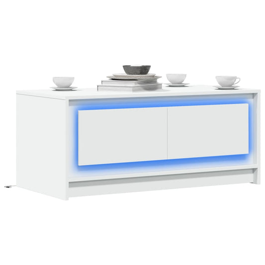 HKH Mesa de Centro com Luzes Led em Derivados de em Madeira - Branco